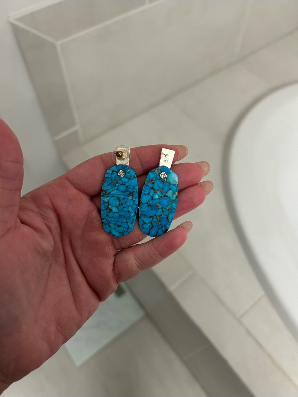 Kendra Scott Turquoise Mosaic Drop Earrings - Picture 2 of 2